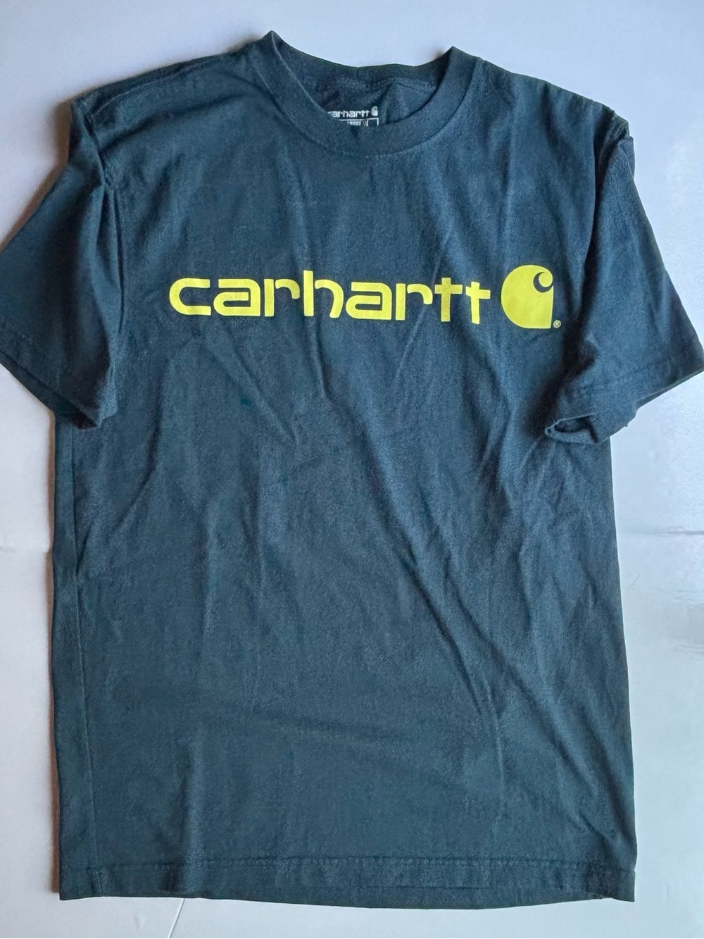 Carhartt Men's blue yellow logo cotton short sleeve tee workwear streetwear